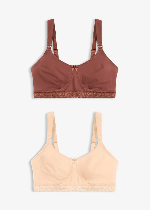 Amningsbeh&aring; utan bygel, med ekologisk bomull (2-pack), bonprix