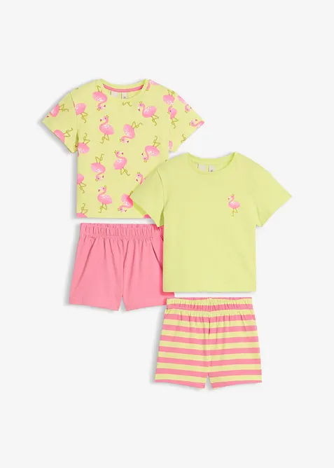Kort pyjamas i dubbelpack, av bomull (4-delat set), bonprix