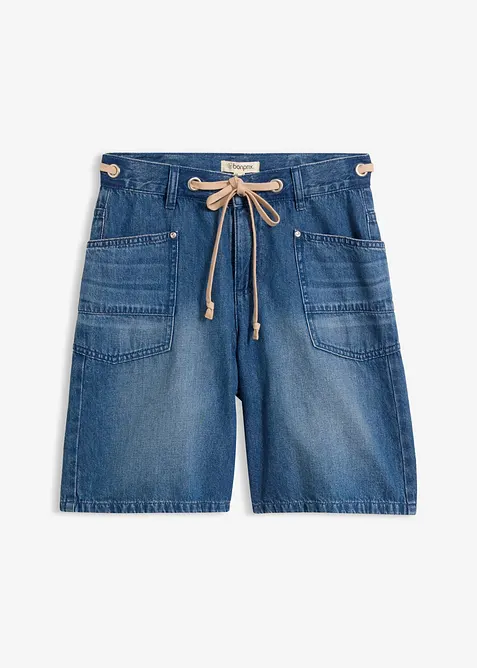 Jeansshorts Mid Waist, med dragsko, bonprix