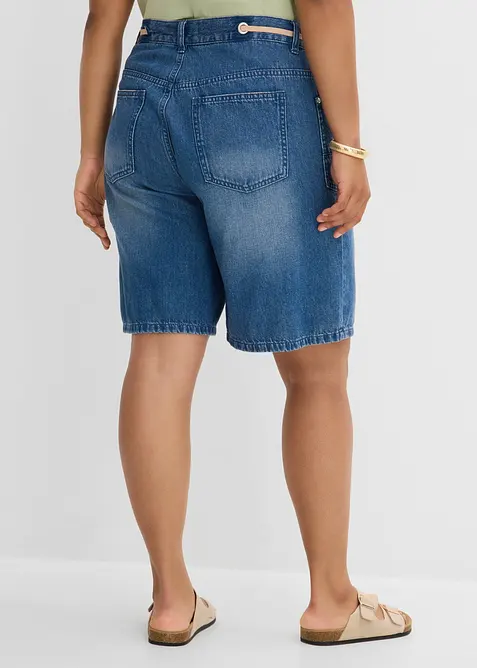 Jeansshorts Mid Waist, med dragsko, bonprix