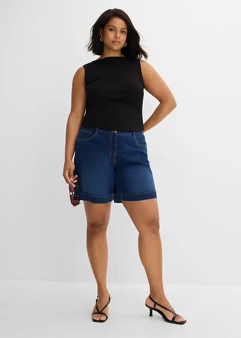 Jeansshorts Mid Waist, ekologisk bomull, bonprix