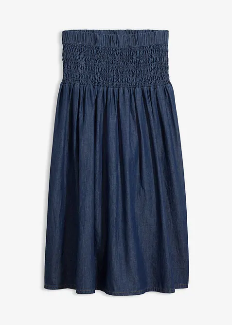 Jeanskjol i midil&auml;ngd, res&aring;rmidja, bonprix