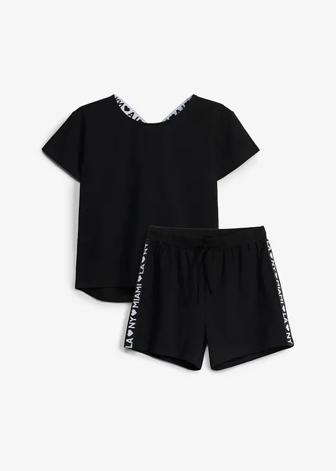 T-shirt och shorts i elastisk bomullsmix (2 delar), bonprix