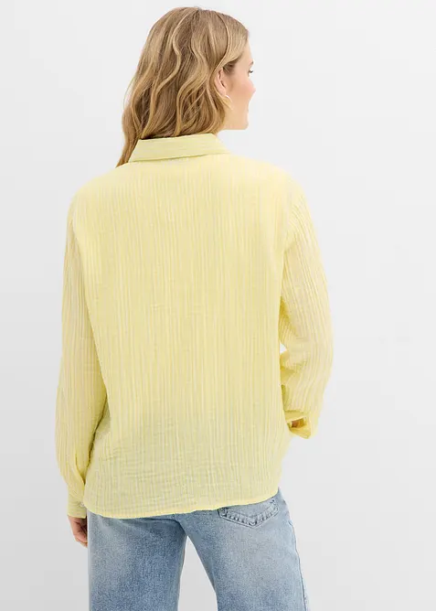 Skjortblus i luftig bomullsmuslin, bonprix