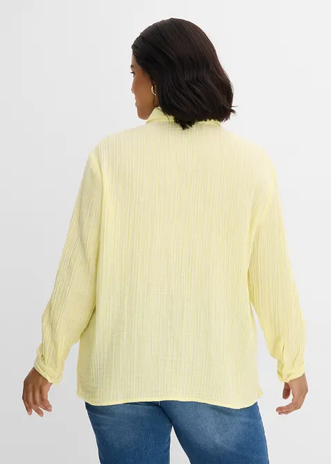 Skjortblus i luftig bomullsmuslin, bonprix