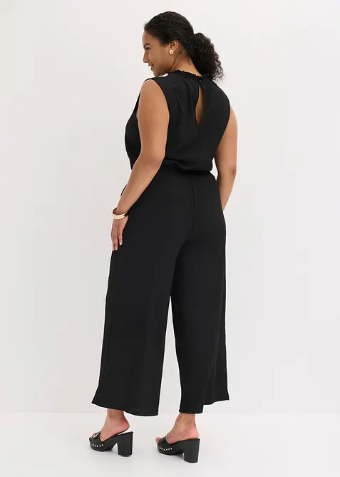 Jumpsuit i kr&auml;ppad jersey med struktur, bonprix