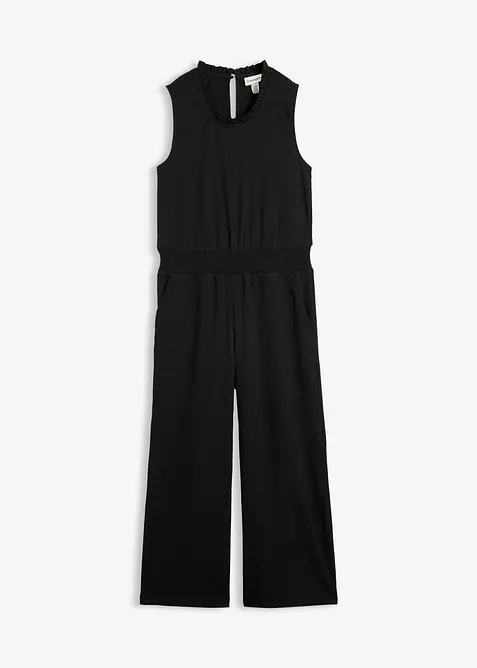 Jumpsuit i kr&auml;ppad jersey med struktur, bonprix