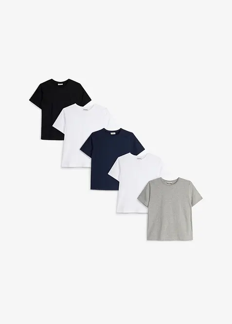 T-shirt med ekologisk bomull (5-pack), bonprix