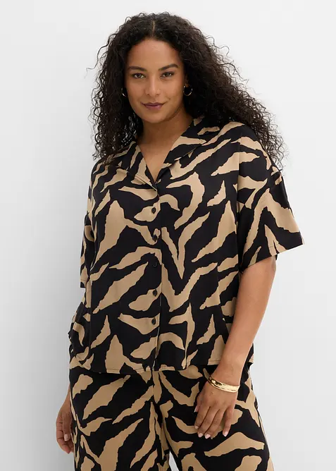 Kort&auml;rmad blus av mjuk viskosmix, bonprix
