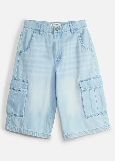 L&aring;nga jeansshorts med reglerbar midja, Baggy Fit, bonprix