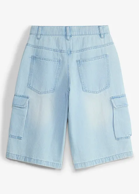 L&aring;nga jeansshorts med cargoficka och reglerbar midja, Baggy Fit, bonprix