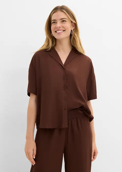 Kort&auml;rmad blus av mjuk viskosmix, bonprix