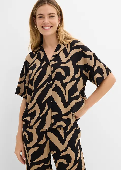 Kort&auml;rmad blus av mjuk viskosmix, bonprix