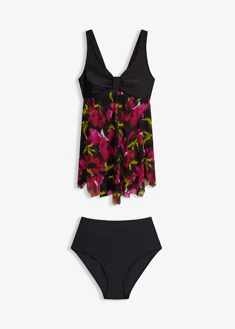 L&aring;ng tankini med m&ouml;nstrat n&auml;tmaterial (2 delar), bonprix
