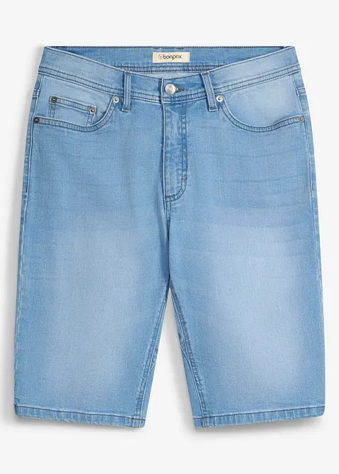 Stretchiga jeansshorts med f&ouml;rst&auml;rkt gren, Regular Fit (2-pack), bonprix