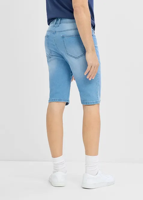 Stretchiga jeansshorts med f&ouml;rst&auml;rkt gren, Regular Fit (2-pack), bonprix