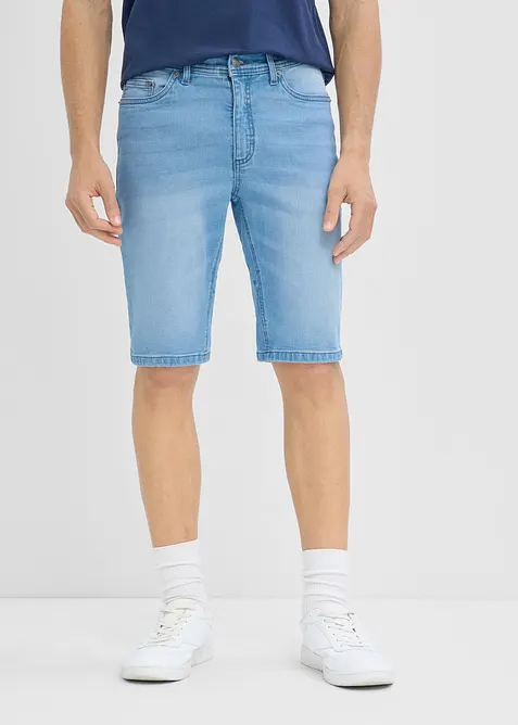 Stretchiga jeansshorts med f&ouml;rst&auml;rkt gren, Regular Fit (2-pack), bonprix