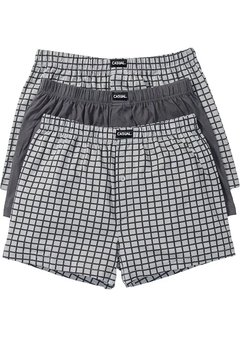 Ledigt skurna jerseyboxershorts i bomull (3-pack), bonprix