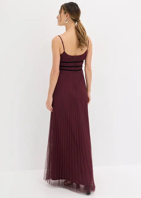 Aftonkl&auml;nning i skir tyll med pliss&eacute;ringar, bonprix