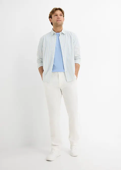 Chinos i linneblandning, normal passform, raka ben, bonprix
