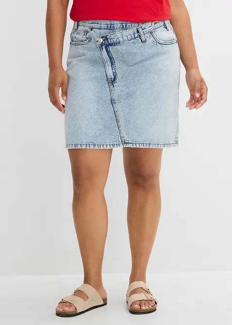 Jeanskjol med asymmetrisk midja, bonprix