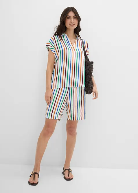 Kort&auml;rmad blus i viskosmix, bonprix