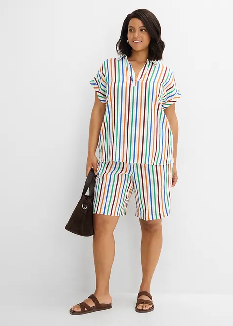 Kort&auml;rmad blus i viskosmix, bonprix