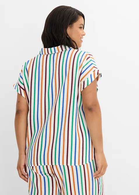 Kort&auml;rmad blus i viskosmix, bonprix