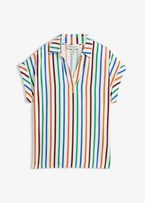Kort&auml;rmad blus i viskosmix, bonprix