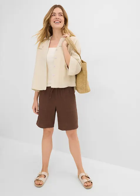 Dra p&aring;-shorts av muslin, bonprix