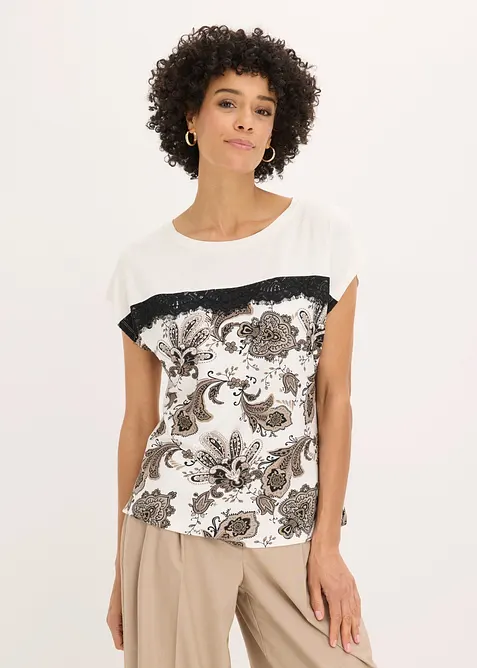 Oversizetopp med spetsband, bonprix