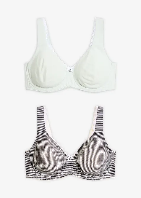 Ovadderad T-shirtbeh&aring; med bygel, i ekologisk bomull (2-pack), bonprix