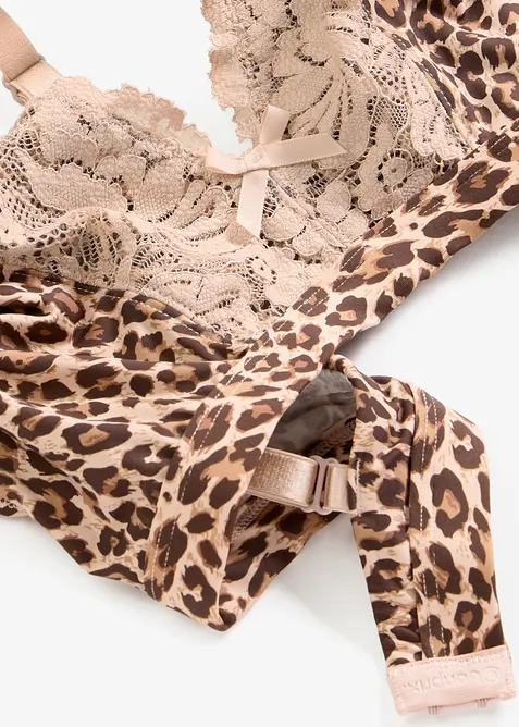 Bralette utan bygel, med mjukt foder och leopardm&ouml;nster, bonprix