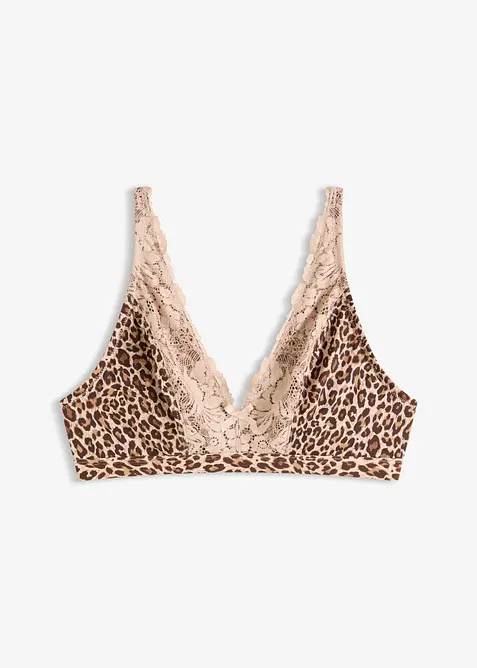 Bralette utan bygel, med mjukt foder och leopardm&ouml;nster, bonprix