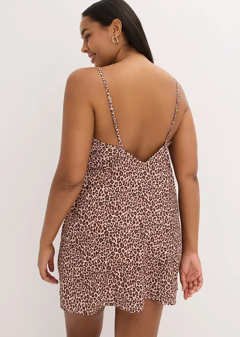Neglig&eacute; i satin med leopardm&ouml;nster, bonprix