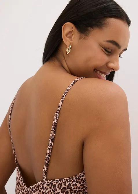 Neglig&eacute; i satin med leopardm&ouml;nster, bonprix