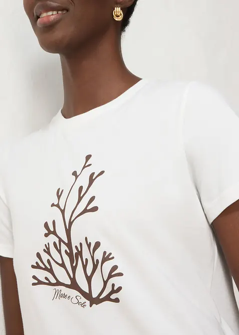 T-shirt med sidenandel och tryck, bonprix