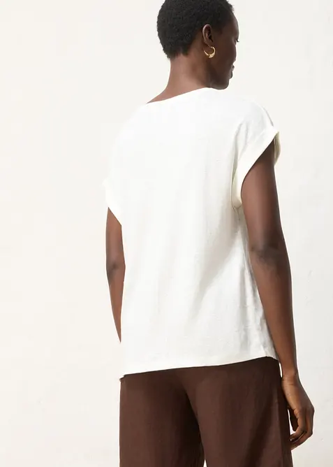 T-shirt i linne med broderi, bonprix