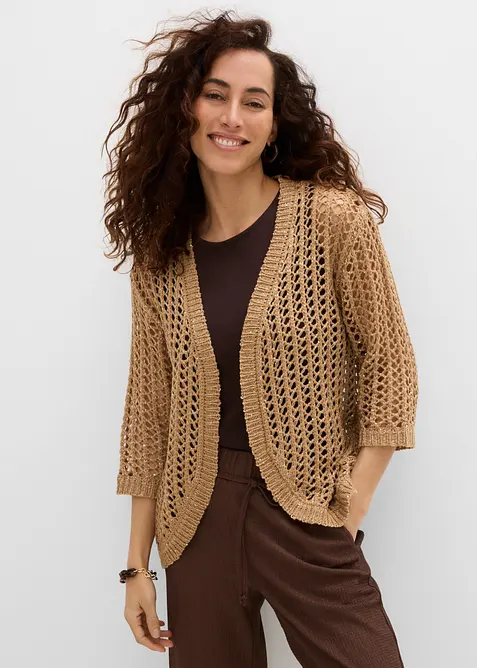 H&aring;lm&ouml;nstrad cardigan med paljetter, bonprix