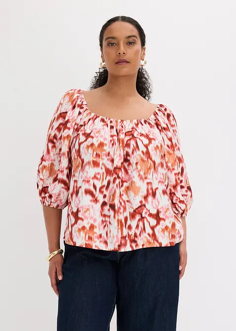 Blus av fintr&aring;dig viskosmix, bonprix