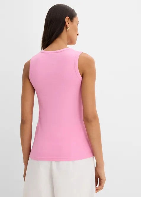 Ribbstickat linne i ekologisk bomull med stretch, bonprix