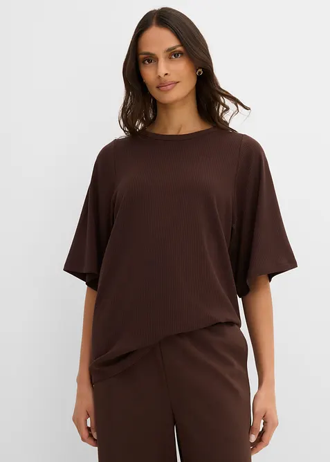 Ribbstickad topp i viskosmix, bonprix