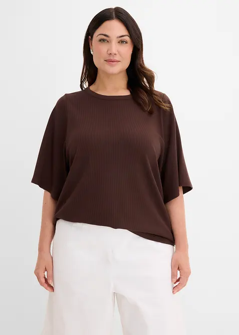 Ribbstickad topp i viskosmix, bonprix