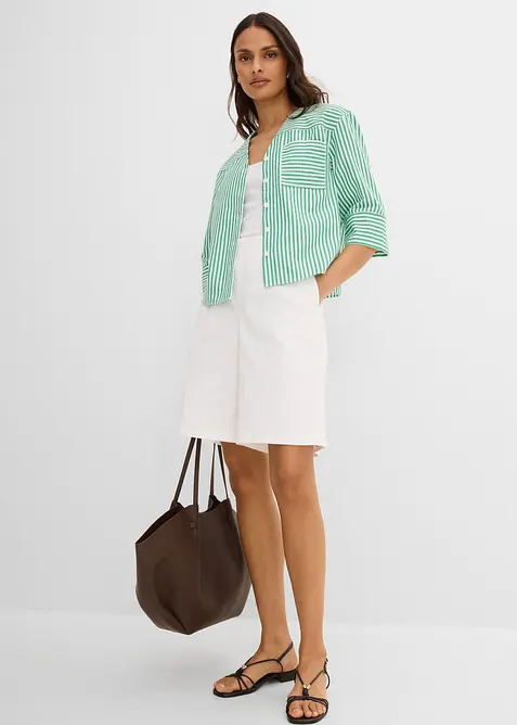 Randig blus i bomull, bonprix