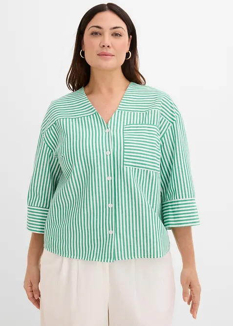 Randig blus i bomull, bonprix