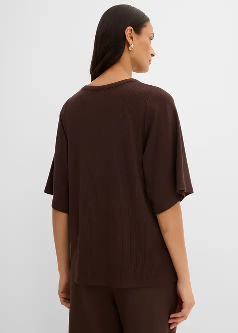 Ribbstickad topp i viskosmix, bonprix
