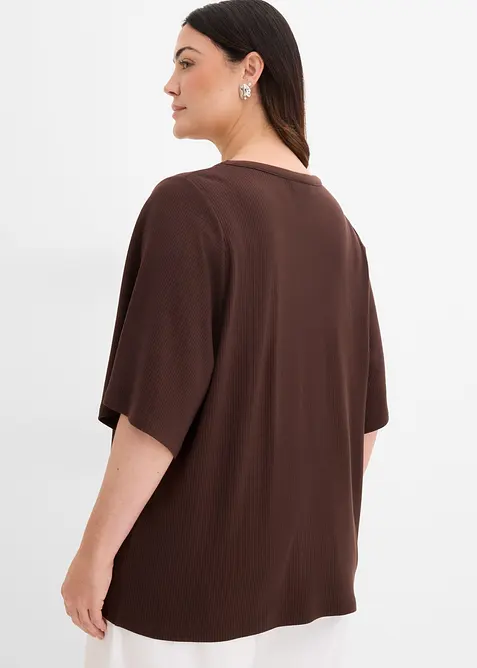Ribbstickad topp i viskosmix, bonprix