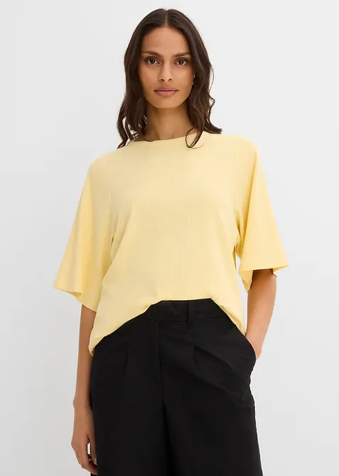 Ribbstickad topp i viskosmix, bonprix