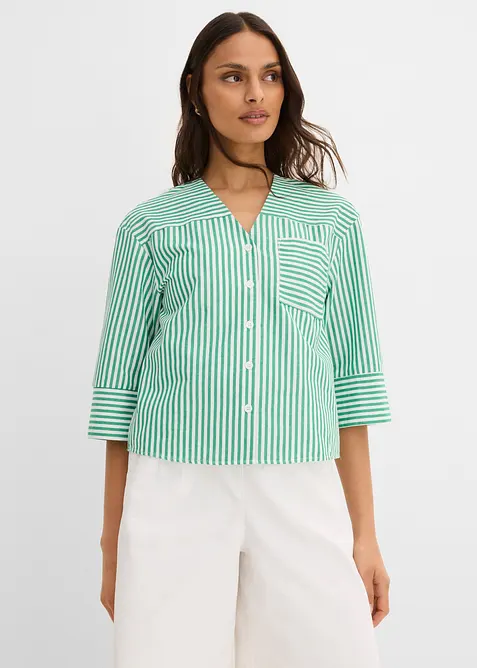 Randig blus i bomull, bonprix