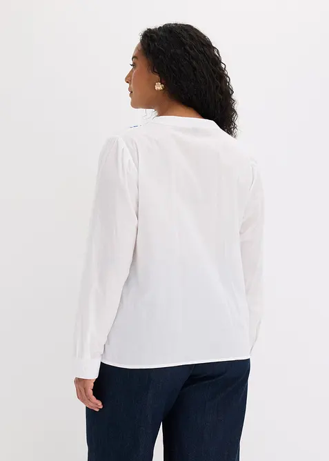 Blus av bomull med broderi, bonprix